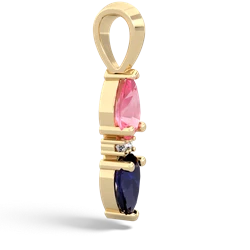Lab Pink Sapphire Bowtie Drop 14K Yellow Gold pendant P0865