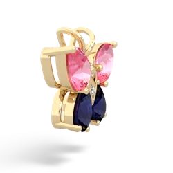 Lab Pink Sapphire Butterfly 14K Yellow Gold pendant P2215