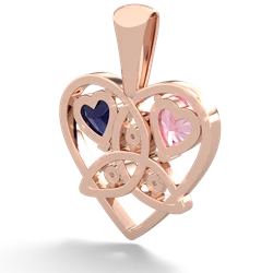 Lab Pink Sapphire Celtic Trinity Heart 14K Rose Gold pendant P5331