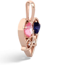 Lab Pink Sapphire Celtic Trinity Heart 14K Rose Gold pendant P5331