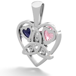 Lab Pink Sapphire Celtic Trinity Heart 14K White Gold pendant P5331