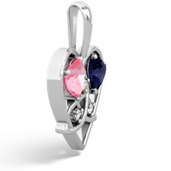 Lab Pink Sapphire Celtic Trinity Heart 14K White Gold pendant P5331