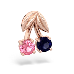 Lab Pink Sapphire Sweet Cherries 14K Rose Gold pendant P7001