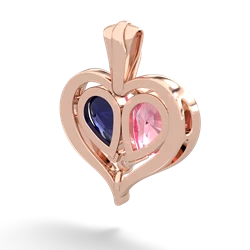 Lab Pink Sapphire Two Become One 14K Rose Gold pendant P5330