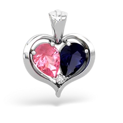 Lab Pink Sapphire Two Become One 14K White Gold pendant P5330