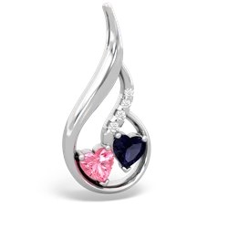 Lab Pink Sapphire Keepsake Curves 14K White Gold pendant P5450