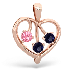 Lab Pink Sapphire Glowing Heart 14K Rose Gold pendant P2233