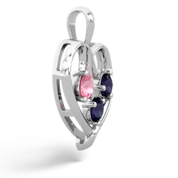 Lab Pink Sapphire Glowing Heart 14K White Gold pendant P2233