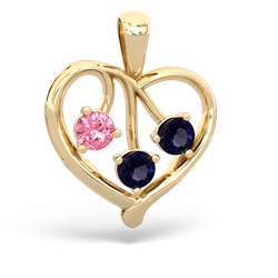 Lab Pink Sapphire Glowing Heart 14K Yellow Gold pendant P2233