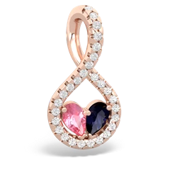 Lab Pink Sapphire Pave Twist 'One Heart' 14K Rose Gold pendant P5360