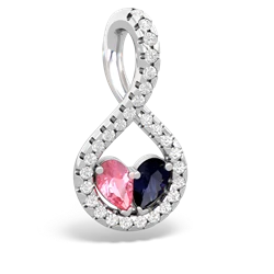 Lab Pink Sapphire Pave Twist 'One Heart' 14K White Gold pendant P5360