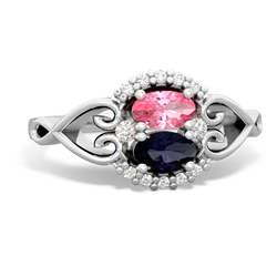 Lab Pink Sapphire Love Nest 14K White Gold ring R5860