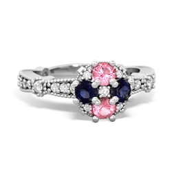 Lab Pink Sapphire Sparkling Tiara Cluster 14K White Gold ring R26293RD