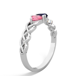 Lab Pink Sapphire Heart To Heart Braid 14K White Gold ring R5870