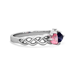 Lab Pink Sapphire Heart To Heart Braid 14K White Gold ring R5870