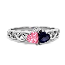 Lab Pink Sapphire Heart To Heart Braid 14K White Gold ring R5870