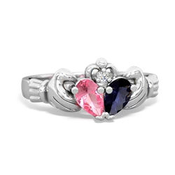 Lab Pink Sapphire 'Our Heart' Claddagh 14K White Gold ring R2388