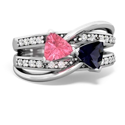 Lab Pink Sapphire Bowtie 14K White Gold ring R2360