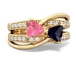 Lab Pink Sapphire Bowtie 14K Yellow Gold ring R2360