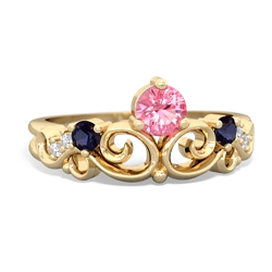 Lab Pink Sapphire Crown Keepsake 14K Yellow Gold ring R5740