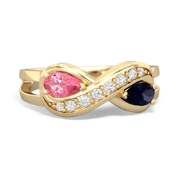 Lab Pink Sapphire Diamond Infinity 14K Yellow Gold ring R5390