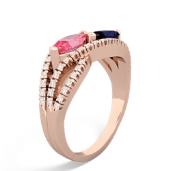 Lab Pink Sapphire Diamond Rivers 14K Rose Gold ring R3070