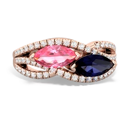 Lab Pink Sapphire Diamond Rivers 14K Rose Gold ring R3070