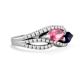 Lab Pink Sapphire Diamond Rivers 14K White Gold ring R3070