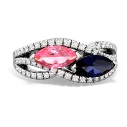 Lab Pink Sapphire Diamond Rivers 14K White Gold ring R3070