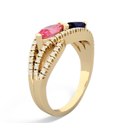 Lab Pink Sapphire Diamond Rivers 14K Yellow Gold ring R3070