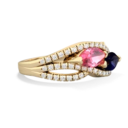 Lab Pink Sapphire Diamond Rivers 14K Yellow Gold ring R3070