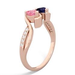 Lab Pink Sapphire Side By Side 14K Rose Gold ring R3090