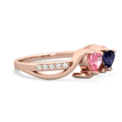 Lab Pink Sapphire Side By Side 14K Rose Gold ring R3090