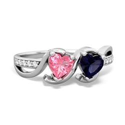 Lab Pink Sapphire Side By Side 14K White Gold ring R3090