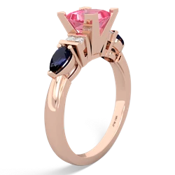 Lab Pink Sapphire 6Mm Princess Eternal Embrace Engagement 14K Rose Gold ring C2002