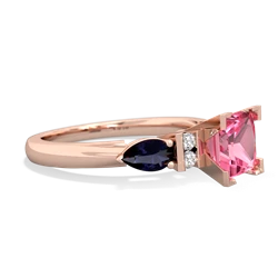 Lab Pink Sapphire 6Mm Princess Eternal Embrace Engagement 14K Rose Gold ring C2002