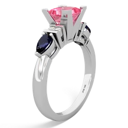 Lab Pink Sapphire 6Mm Princess Eternal Embrace Engagement 14K White Gold ring C2002