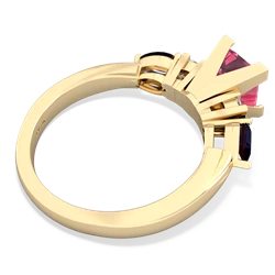 Lab Pink Sapphire 6Mm Princess Eternal Embrace Engagement 14K Yellow Gold ring C2002