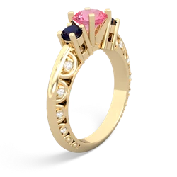 Lab Pink Sapphire Art Deco Eternal Embrace Engagement 14K Yellow Gold ring C2003