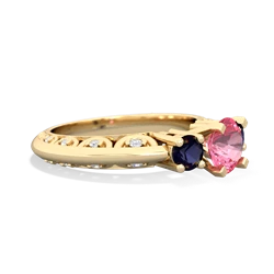 Lab Pink Sapphire Art Deco Eternal Embrace Engagement 14K Yellow Gold ring C2003