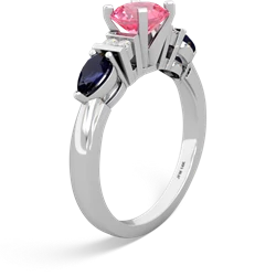 Lab Pink Sapphire 6Mm Round Eternal Embrace Engagement 14K White Gold ring R2005