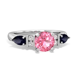 Lab Pink Sapphire 6Mm Round Eternal Embrace Engagement 14K White Gold ring R2005