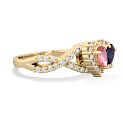 Lab Pink Sapphire Diamond Twist 'One Heart' 14K Yellow Gold ring R2640HRT