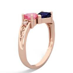 Lab Pink Sapphire Snuggling Hearts 14K Rose Gold ring R2178