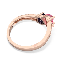 Lab Pink Sapphire Snuggling Hearts 14K Rose Gold ring R2178