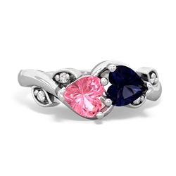 Lab Pink Sapphire Floral Elegance 14K White Gold ring R5790