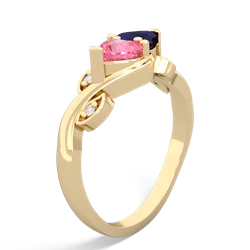 Lab Pink Sapphire Floral Elegance 14K Yellow Gold ring R5790