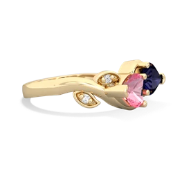 Lab Pink Sapphire Floral Elegance 14K Yellow Gold ring R5790