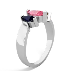 Lab Pink Sapphire Three Peeks 14K White Gold ring R2433