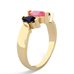 Lab Pink Sapphire Three Peeks 14K Yellow Gold ring R2433